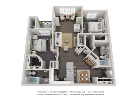 2 Bed 2 Bath Floor Plan | 1,247 Sq. Ft. 2 Bed 2 Bath Floor Plan | 1,247 Sq. Ft. at Willowest in Lindbergh, Georgia
